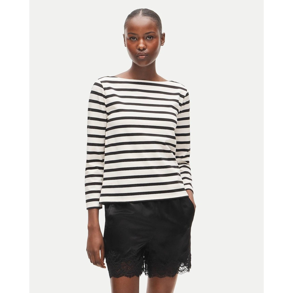 J.Crew Striped Boatneck 3/4 Sleeve Tee Navy White E6466 Small NEW $80